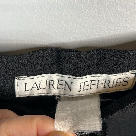 Vintage Lauren Jeffries Pleated Dress Pants Black High Waist Tapered Straight 12 - Picture 8 of 10
